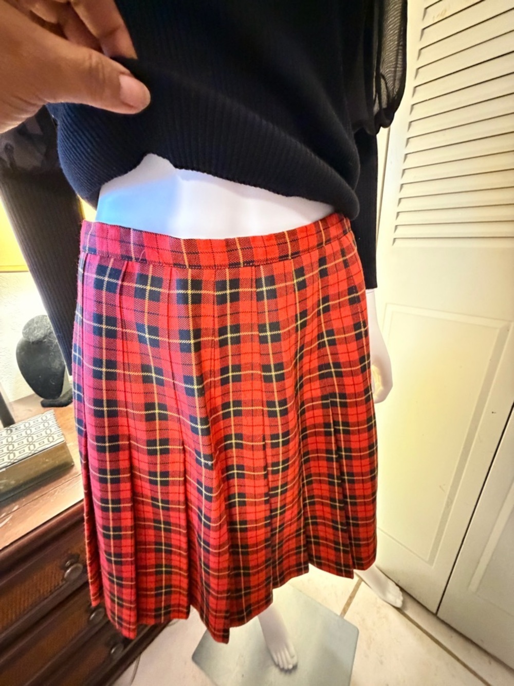 vintage Metro new york Red Plaid A-Line Skirt size 12 - Picture 5 of 9